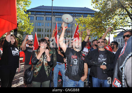 'The motorcycle club ''MC Turkos'' demonstrates in Munich against arms shipments to Kurds, 2014' Stock Photo
