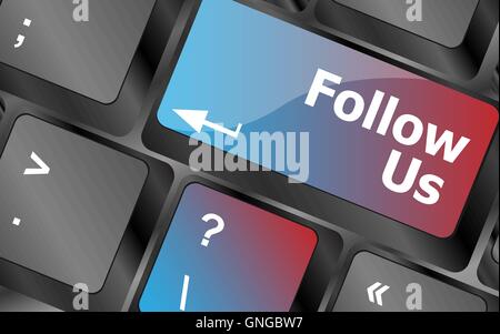 Social media concept: Keyboard with Follow Us button . keyboard keys. vector illustration Stock Vector