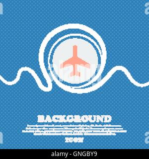 airplane sign icon. Blue and white abstract background flecked with space for text and your design. Vector Stock Vector