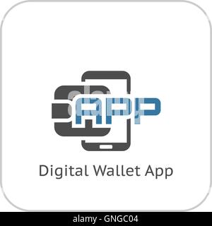 Flat Digital Wallet APP concept Illustration Stock Vector