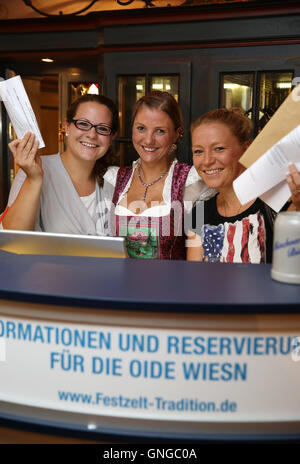 Reservation desk for the Oide Wiesn in the Munich Ratskeller, 2014 Stock Photo