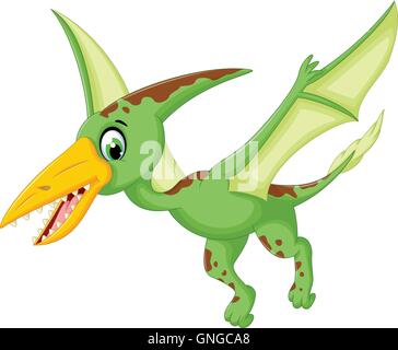 funny pterodactyl cartoon flying Stock Vector