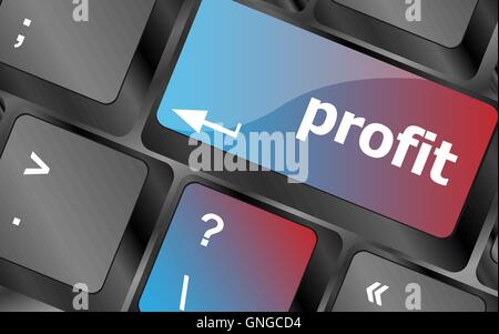 profit button on keyboard keys - business concept . keyboard keys. vector illustration Stock Vector
