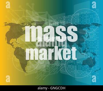 mass market words on digital touch screen interface vector quotation marks with thin line speech bubble. concept of citation, in Stock Vector