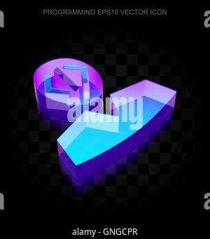 Database icon: 3d neon glowing Programmer made of glass, EPS 10 vector. Stock Vector