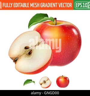 Red apple on white background. Vector illustration Stock Vector