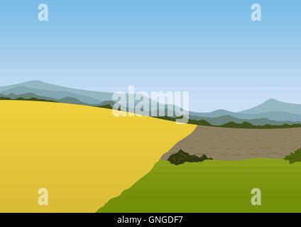 Spring Mountain Vector Vector illustration of spring landscape, mountain, forest in flat style ...