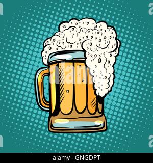 foamy mug of beer pop art retro Stock Vector