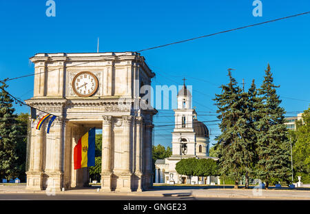 The Triumphal Arch in Chisinau - Moldova Stock Photo