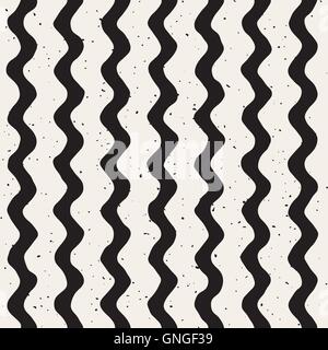 Vector Seamless Vertical Wavy Lines Grunge Pattern Stock Vector