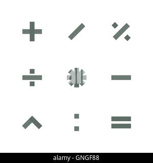 Symbol Set of mathematical operations, vector illustration. Stock Vector