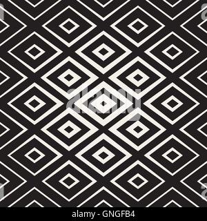 Vector Seamless Black And White Rhombus Lines Pattern Stock Vector