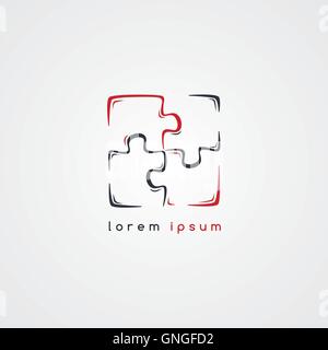 puzzle jigsaw logo sign template Stock Vector