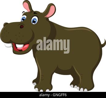 cute hippo cartoon for you design Stock Vector