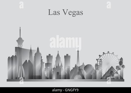 Las Vegas city skyline silhouette in grayscale Stock Vector