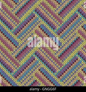 Seamless knitted pattern. Multicolored repeating tribal template. Stock Vector