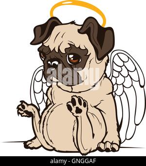 Pug Puppy Angel Stock Vector