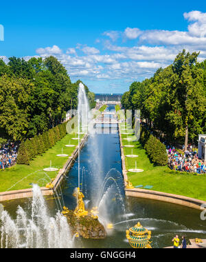 View of the Lower Gardens in Peterhof - Russia Stock Photo