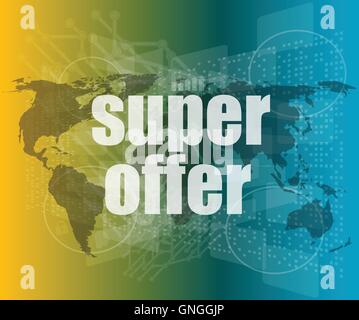 Marketing concept: words super offer on digital screen vector quotation marks with thin line speech bubble. concept of citation, Stock Vector