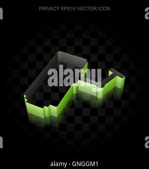 Security icon: Green 3d Cctv Camera made of paper, transparent shadow, EPS 10 vector. Stock Vector