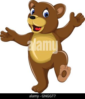 happy bear cartoon walking Stock Vector