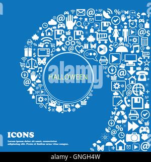 Halloween sign icon. Halloween-party symbol . Nice set of beautiful icons twisted spiral into the center of one large icon. Vect Stock Vector