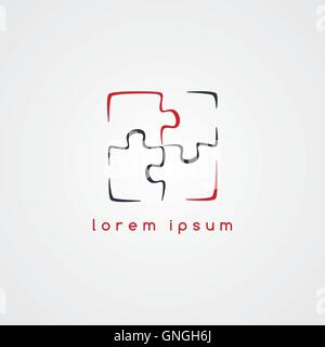 puzzle jigsaw logo sign template Stock Vector