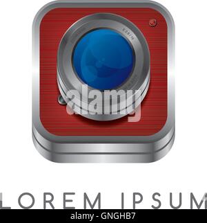 camera photography button logotype Stock Vector