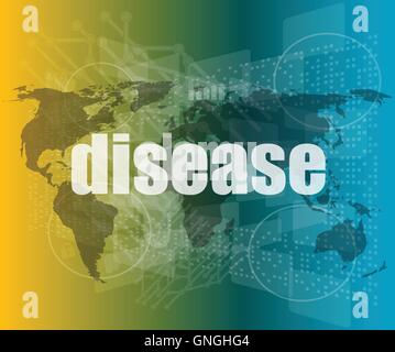 disease words on digital touch screen interface vector quotation marks with thin line speech bubble. concept of citation, info, Stock Vector