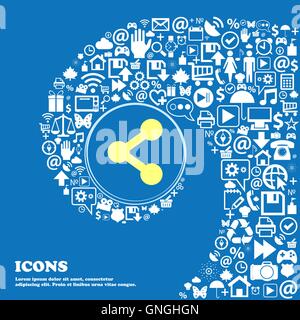 Share sign symbol. Nice set of beautiful icons twisted spiral into the center of one large icon. Vector Stock Vector