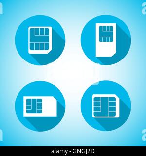 Set icons SIM card, vector illustration. Stock Vector