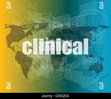 social concept: word clinical on digital screen vector quotation marks with thin line speech bubble. concept of citation, info, Stock Vector