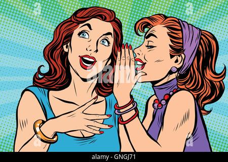 Two girls girlfriends gossiping Stock Vector