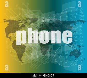 phone word on digital touch screen, business concept vector quotation marks with thin line speech bubble. concept of citation, i Stock Vector