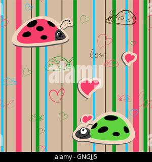 vector seamless wallpaper with ladybirds Stock Vector