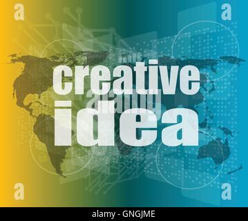 creative idea words on digital screen. business concept vector quotation marks with thin line speech bubble. concept of citation Stock Vector