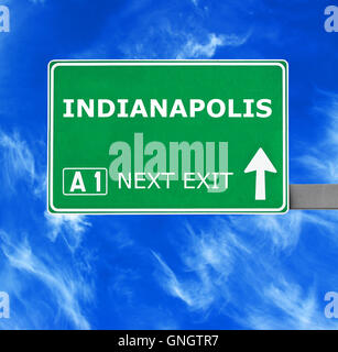 INDIANAPOLIS road sign against clear blue sky Stock Photo