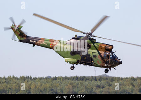 French Army Puma helicopter flying Stock Photo