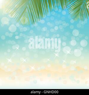 Blurred sparkling sea water summer background with bokeh vector illustration Stock Vector