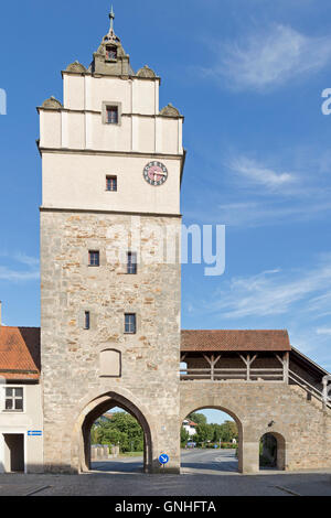 Noerdlingen Gate, old town, Dinkelsbuehl, Central Franconia, Bavaria, Germany Stock Photo
