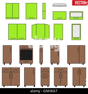 Set of Modular kitchen objects. Stock Vector