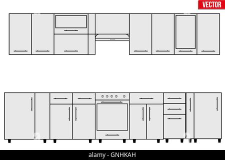 Sample of Modular kitchen objects. Stock Vector