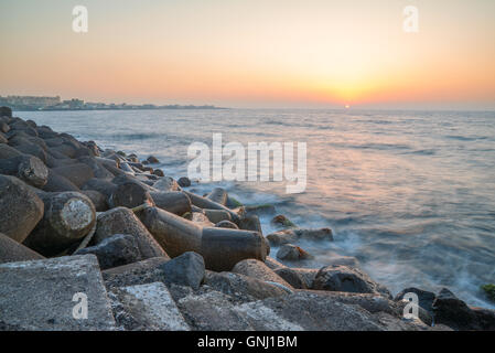 Sunset along coast, Jeju Island, South Korea Stock Photo