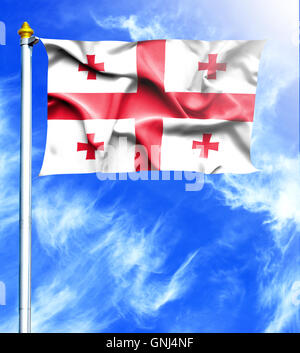 Blue sky and mast with hanged waving flag of Jordan Stock Photo - Alamy