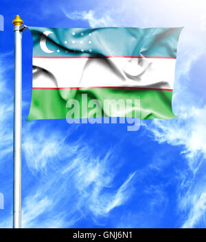 Blue sky and mast with hanged waving flag of South Africa Stock Photo ...