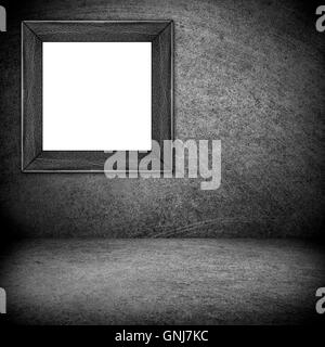 black rough pattern frame on empty scratched wall Stock Photo