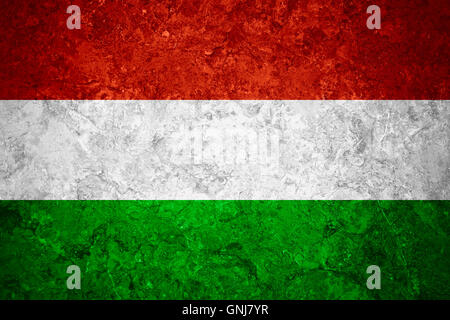 flag of Hungary or Hungarian banner on vintage background Stock Photo