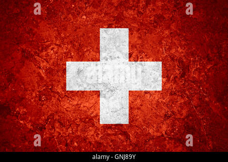 flag of Switzerland or Swiss banner on vintage background Stock Photo