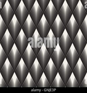 Vector Seamless Rhombus Shape Sunburst Lines Geometric Pattern Stock Vector