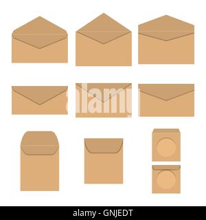 Set of paper envelopes, vector illustration. Stock Vector
